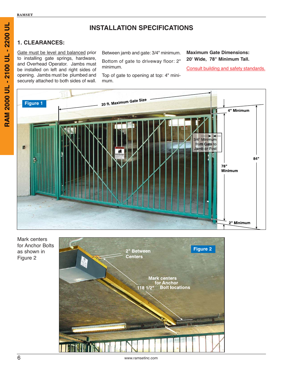 Installation specifications | Controlled Products Systems Group RAM2000 User Manual | Page 8 / 28