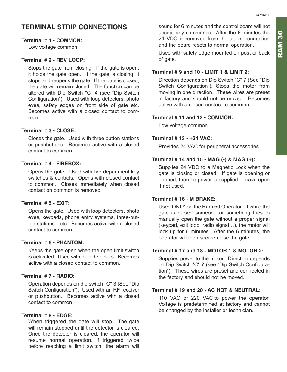 Ram 3 0 terminal strip connections | Controlled Products Systems Group RAM30 User Manual | Page 17 / 28