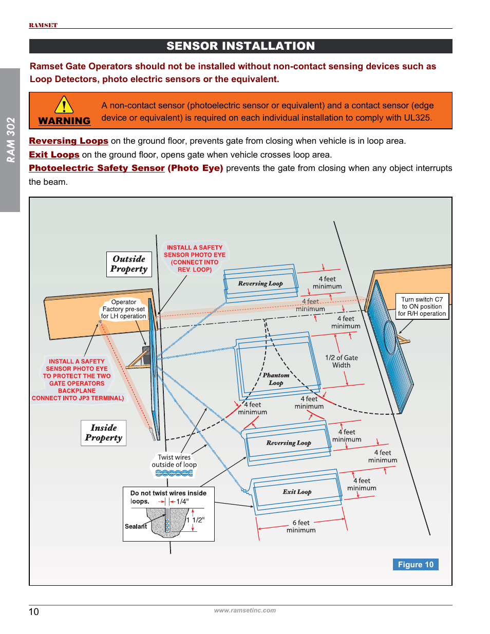 Ram 302, Sensor installation | Controlled Products Systems Group RAM302UL User Manual | Page 12 / 27