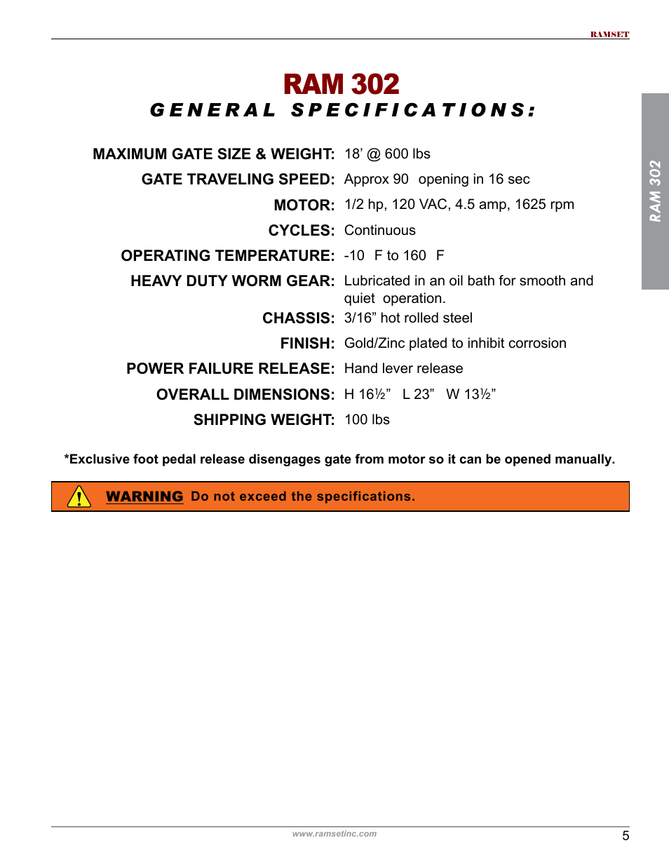 Ram 302 | Controlled Products Systems Group RAM302UL User Manual | Page 7 / 27