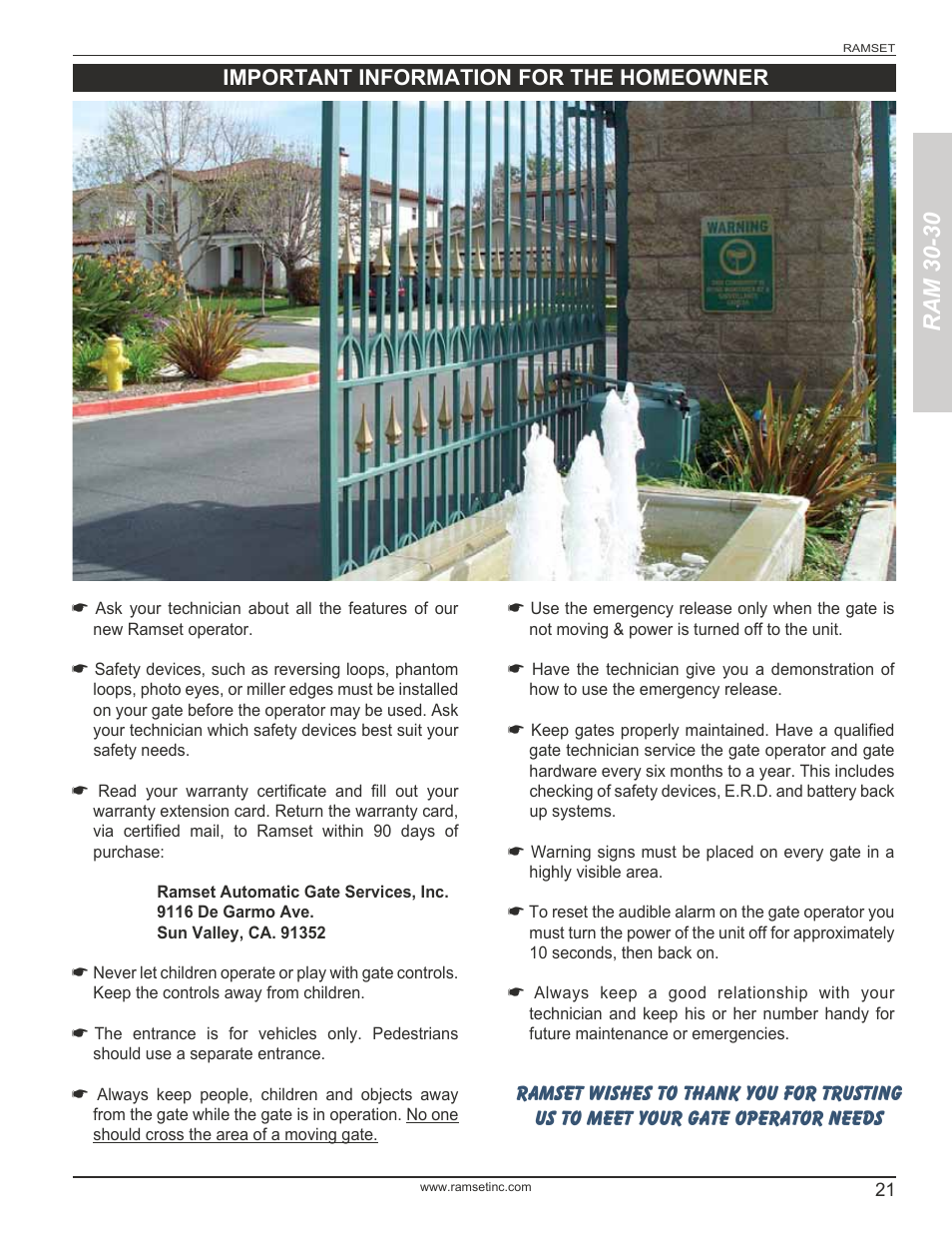 Ram 30-30 | Controlled Products Systems Group RAM3030 User Manual | Page 23 / 26