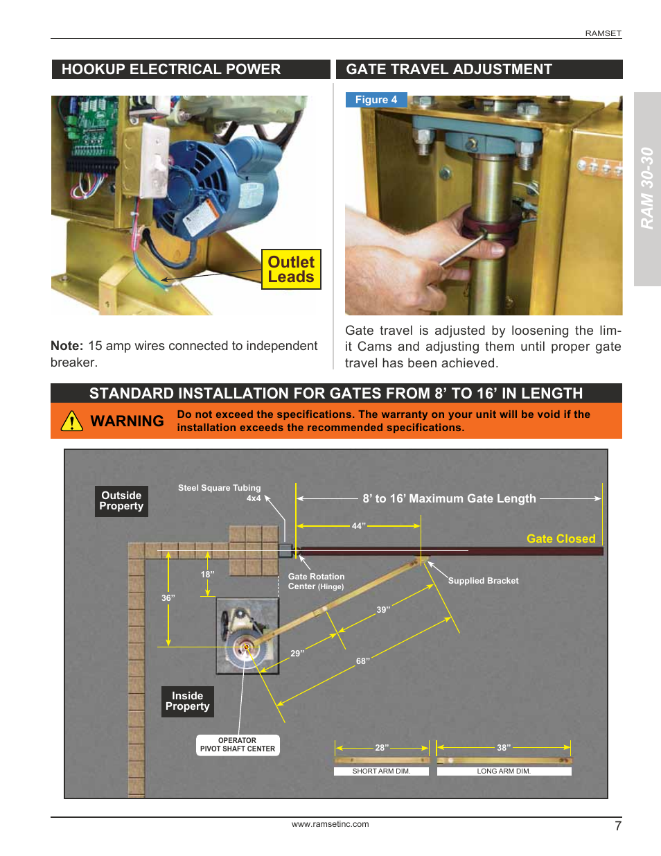 Ram 30-30, Outlet leads, Warning | Controlled Products Systems Group RAM3030 User Manual | Page 9 / 26