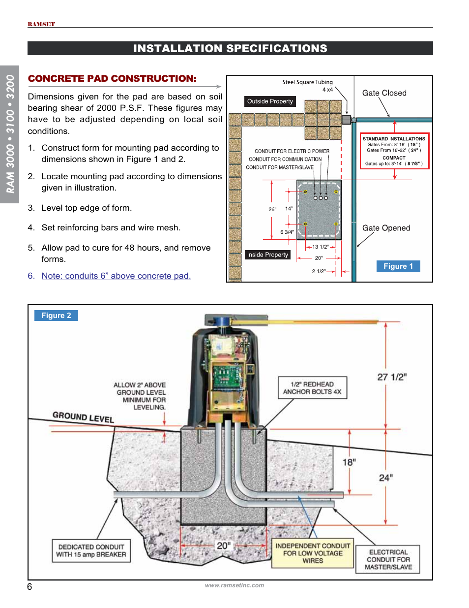 Installation specifications | Controlled Products Systems Group RAM3200 User Manual | Page 8 / 28