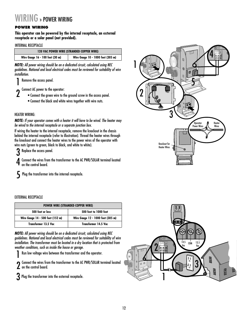 Power wiring, Wiring | Controlled Products Systems Group RSL12V User Manual | Page 13 / 32