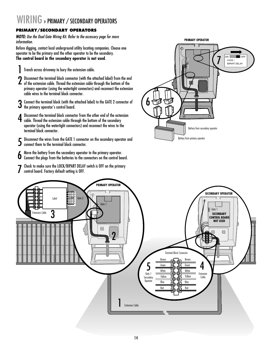 Primary/secondary operators, Wiring, Primary / secondary operators | Controlled Products Systems Group RSL12V User Manual | Page 15 / 32