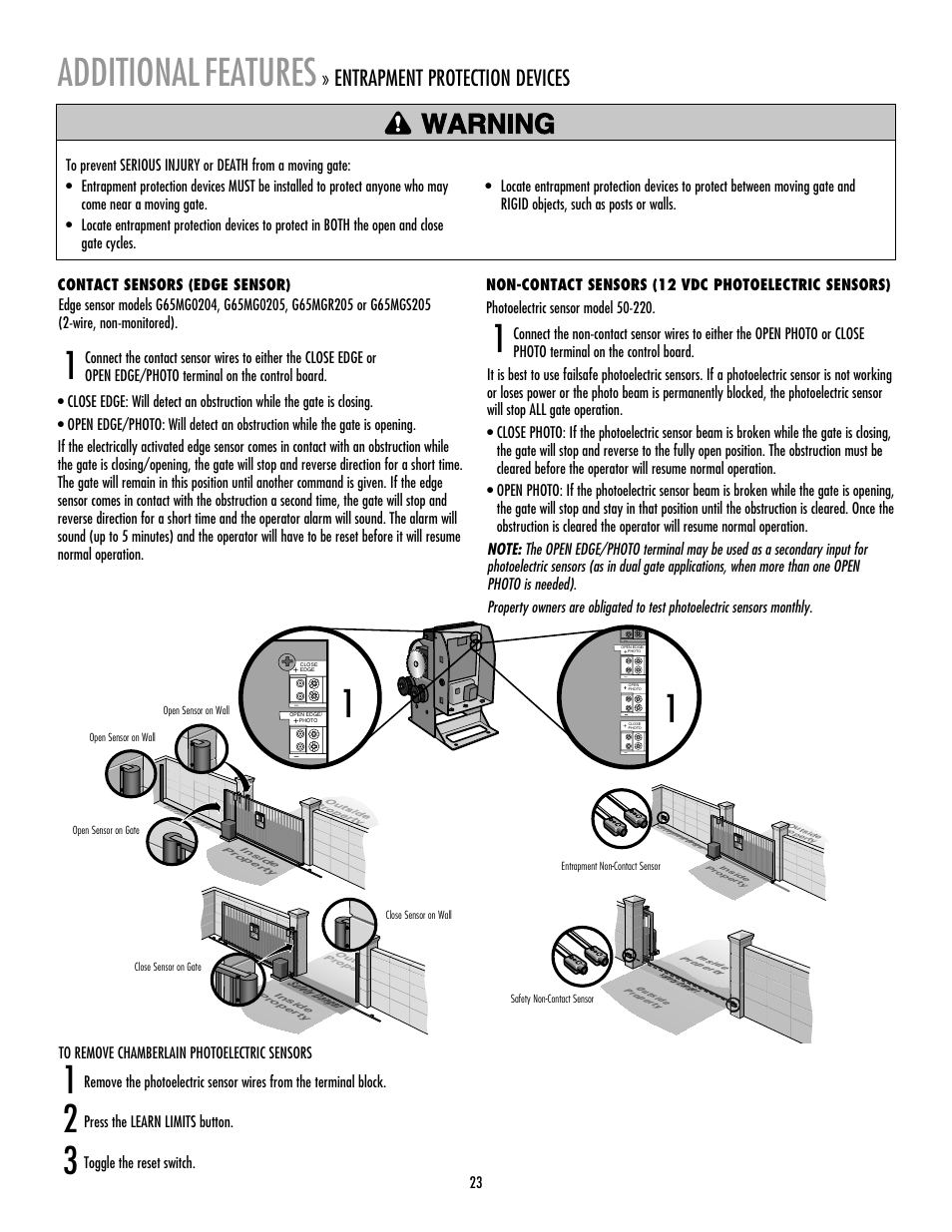 Entrapment protection devices, Additional, Features | Controlled Products Systems Group RSL12V User Manual | Page 24 / 32