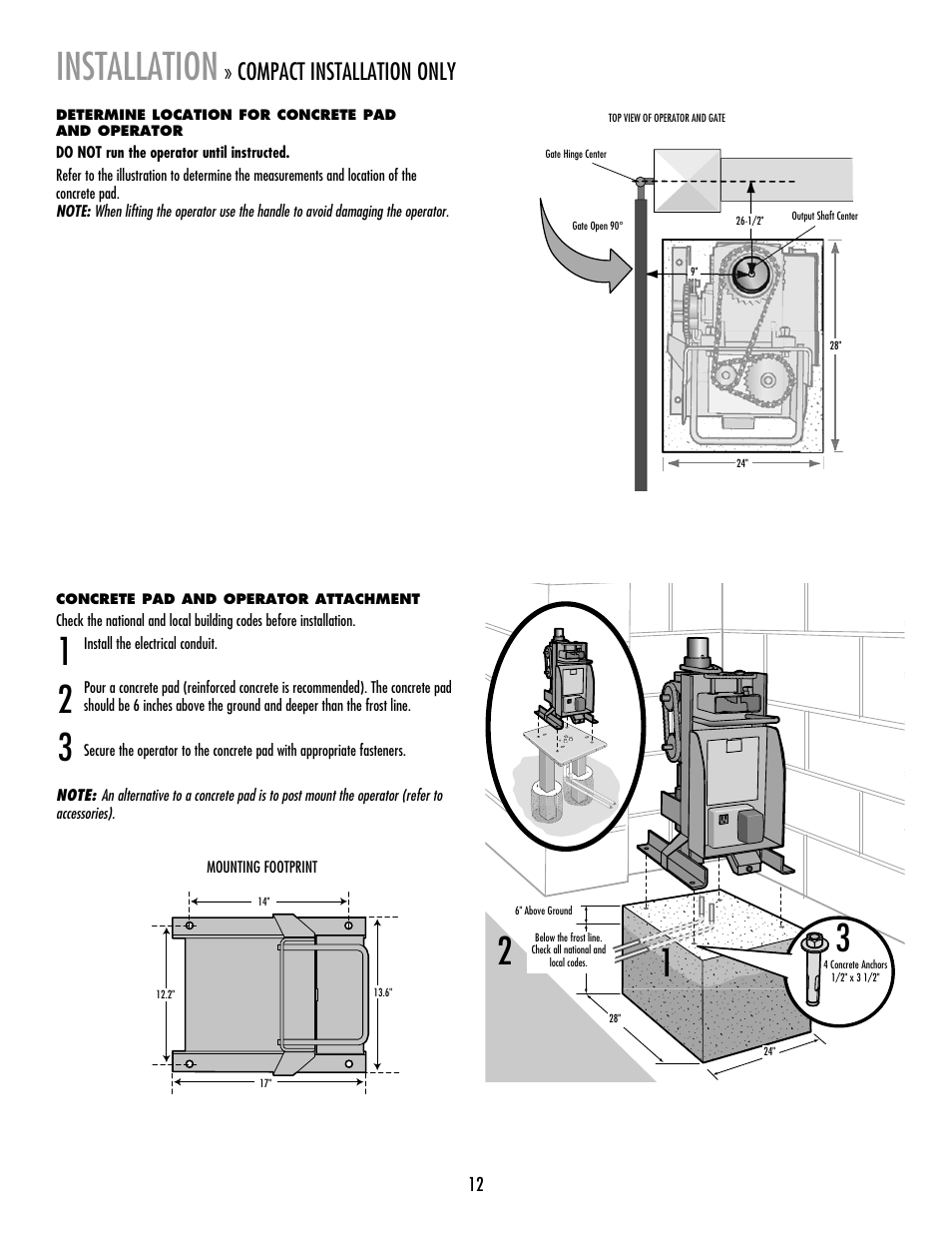 Installation, Compact installation only | Controlled Products Systems Group RSW12V User Manual | Page 13 / 36