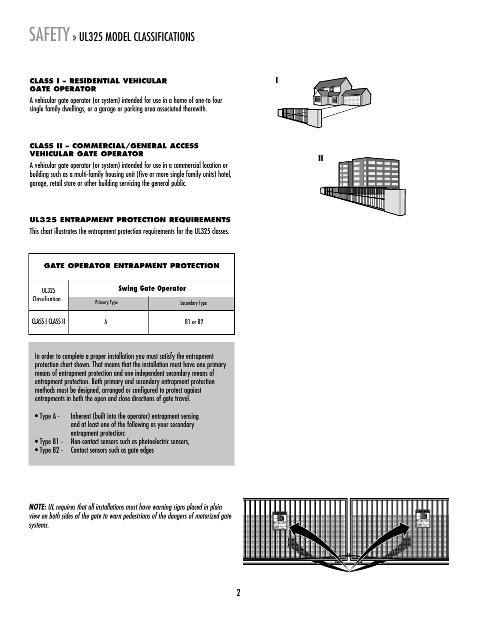 Safety, Ul325 model classifications | Controlled Products Systems Group RSW12V User Manual | Page 3 / 36