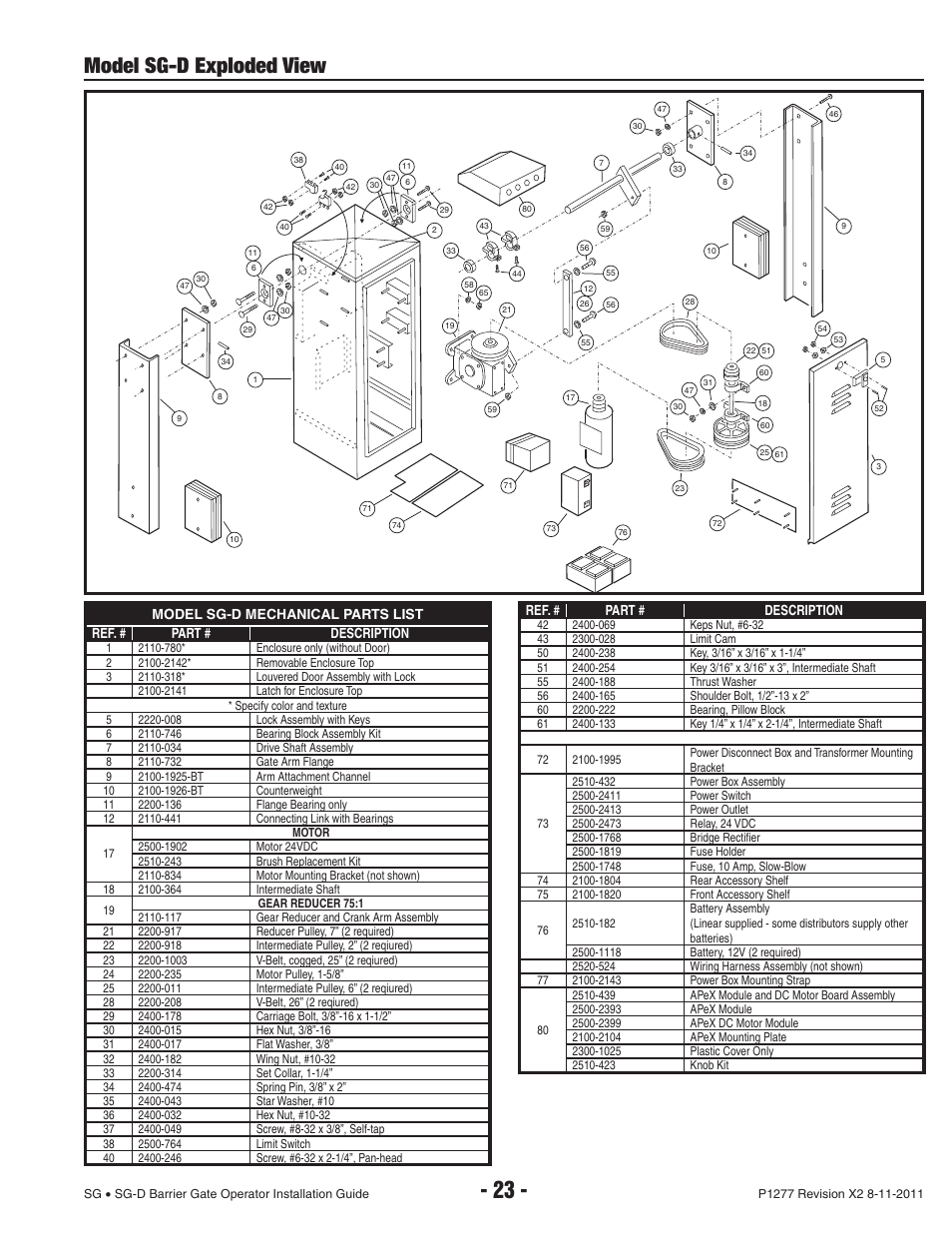 Model sg-d exploded view | Controlled Products Systems Group SG-TB-25-211 User Manual | Page 25 / 28