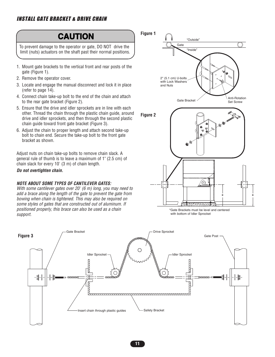Install gate bracket & drive chain | Controlled Products Systems Group SL5755021G3 User Manual | Page 11 / 40