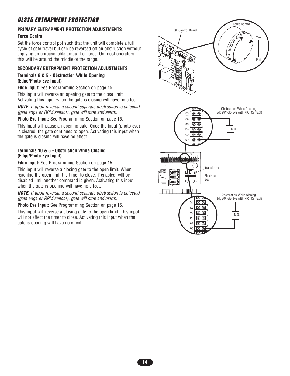 Ul325 entrapment protection | Controlled Products Systems Group SL5755021G3 User Manual | Page 14 / 40