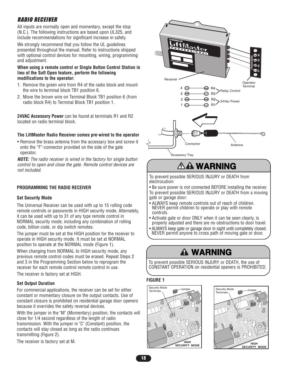 Radio receiver, Programming the radio receiver | Controlled Products Systems Group SL5755021G3 User Manual | Page 18 / 40