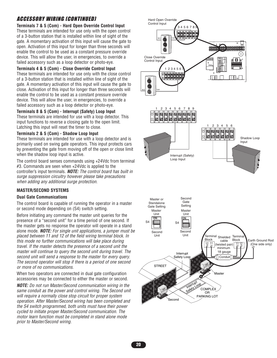 Accessory wiring (continued), Master/second systems | Controlled Products Systems Group SL5755021G3 User Manual | Page 20 / 40