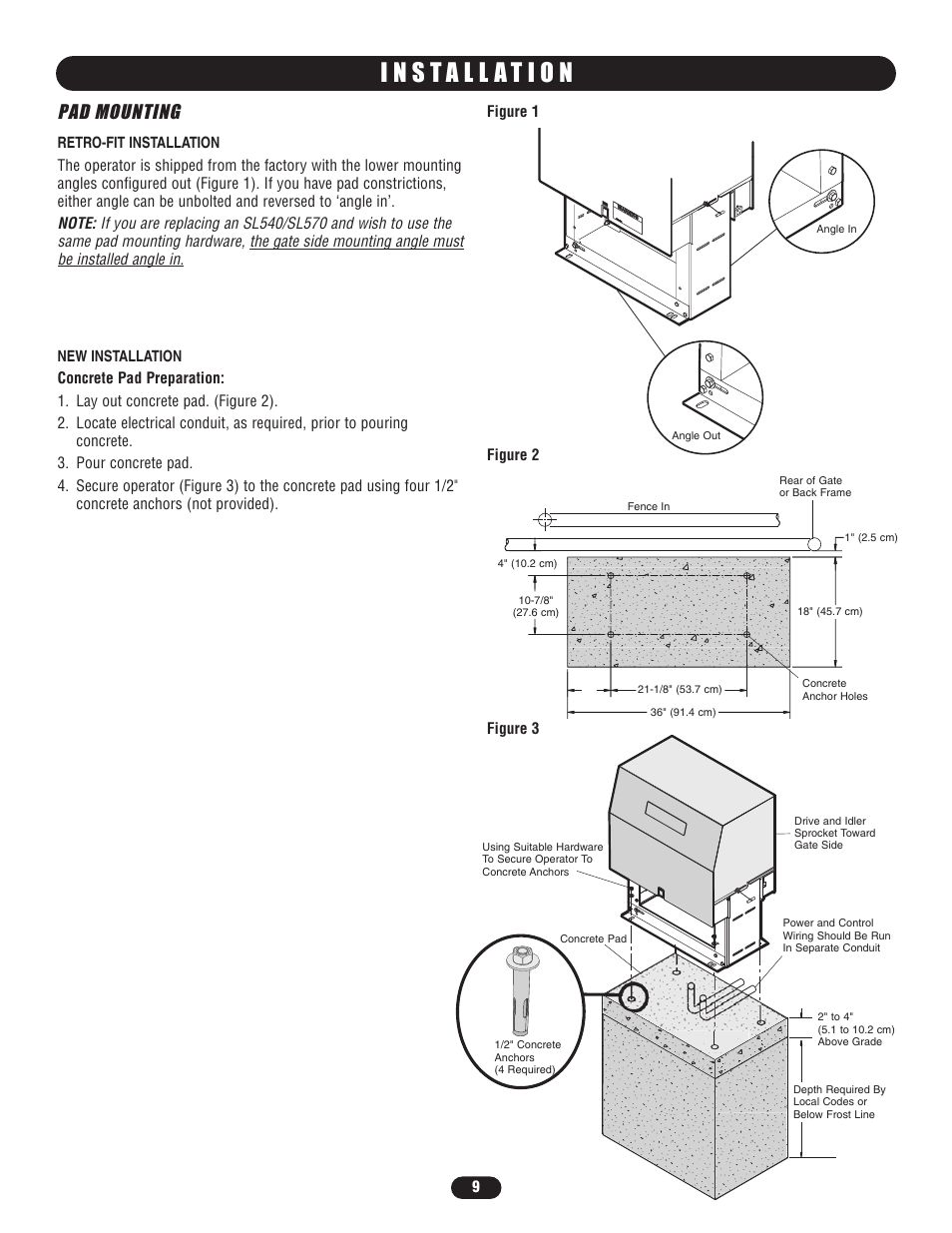 Installation, Pad mounting | Controlled Products Systems Group SL5755021G3 User Manual | Page 9 / 40