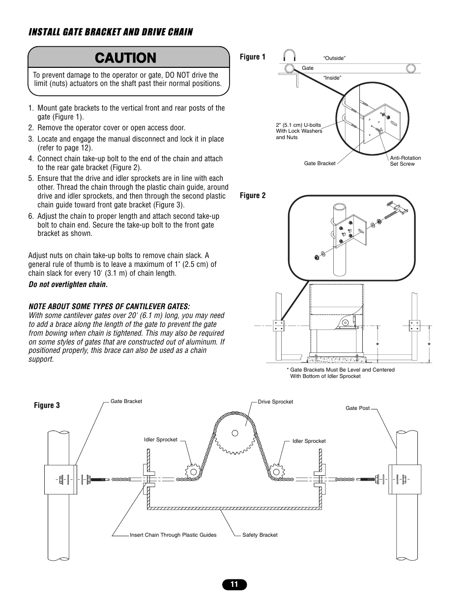Install gate bracket and drive chain | Controlled Products Systems Group SL58510011G3 User Manual | Page 11 / 40