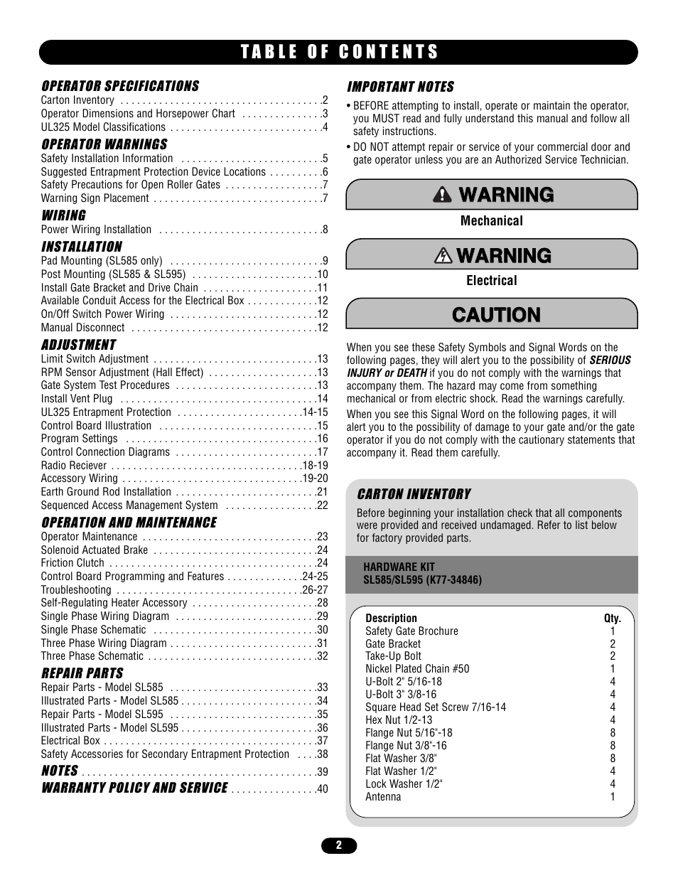 Controlled Products Systems Group SL58510011G3 User Manual | Page 2 / 40