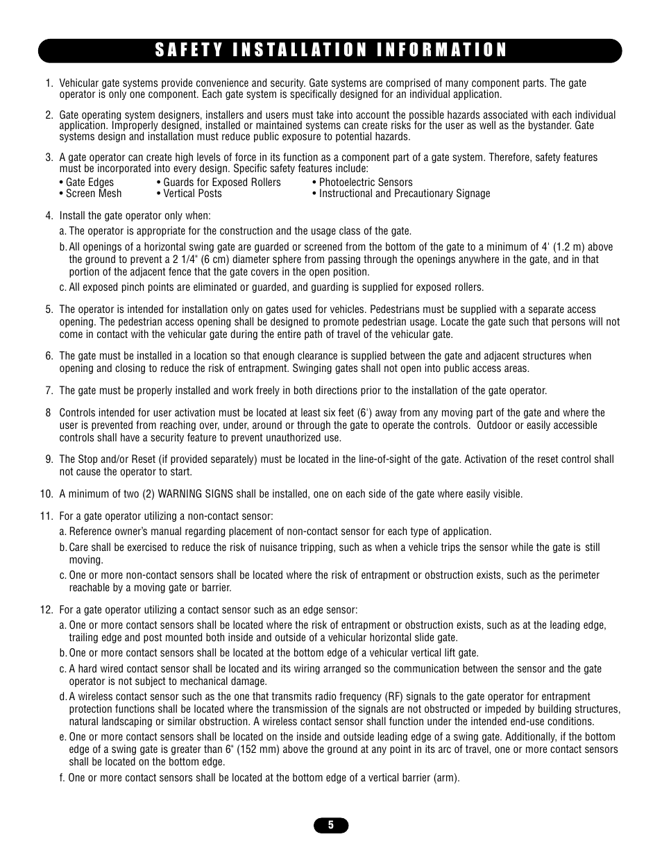 Safety installation information | Controlled Products Systems Group SL58510011G3 User Manual | Page 5 / 40