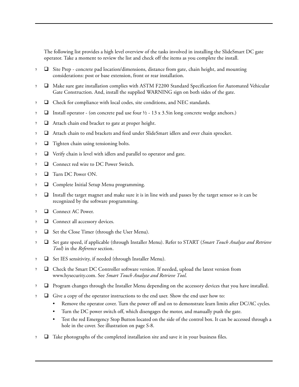 Nstaller, Heck, Intro-5 | Controlled Products Systems Group SLIDESMART DC 10F User Manual | Page 11 / 148