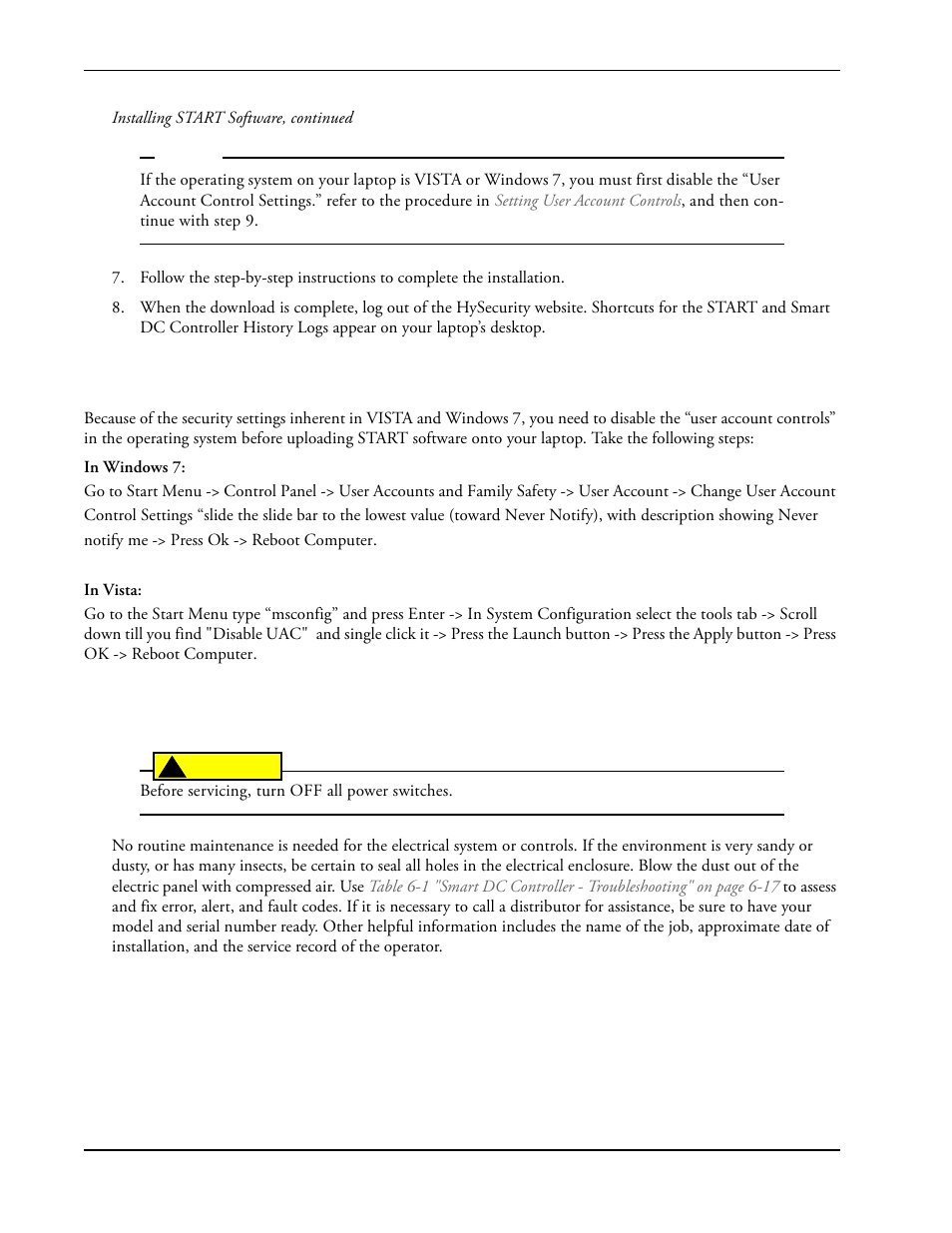Setting user account controls -28, Electrical controls -28, Electrical controls | Controlled Products Systems Group SLIDESMART DC 10F User Manual | Page 126 / 148