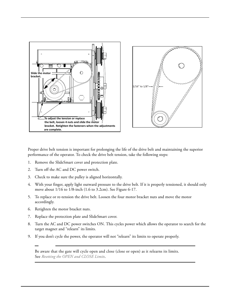 Drive belt tension and alignment -30, Drive belt tension and alignment | Controlled Products Systems Group SLIDESMART DC 10F User Manual | Page 128 / 148