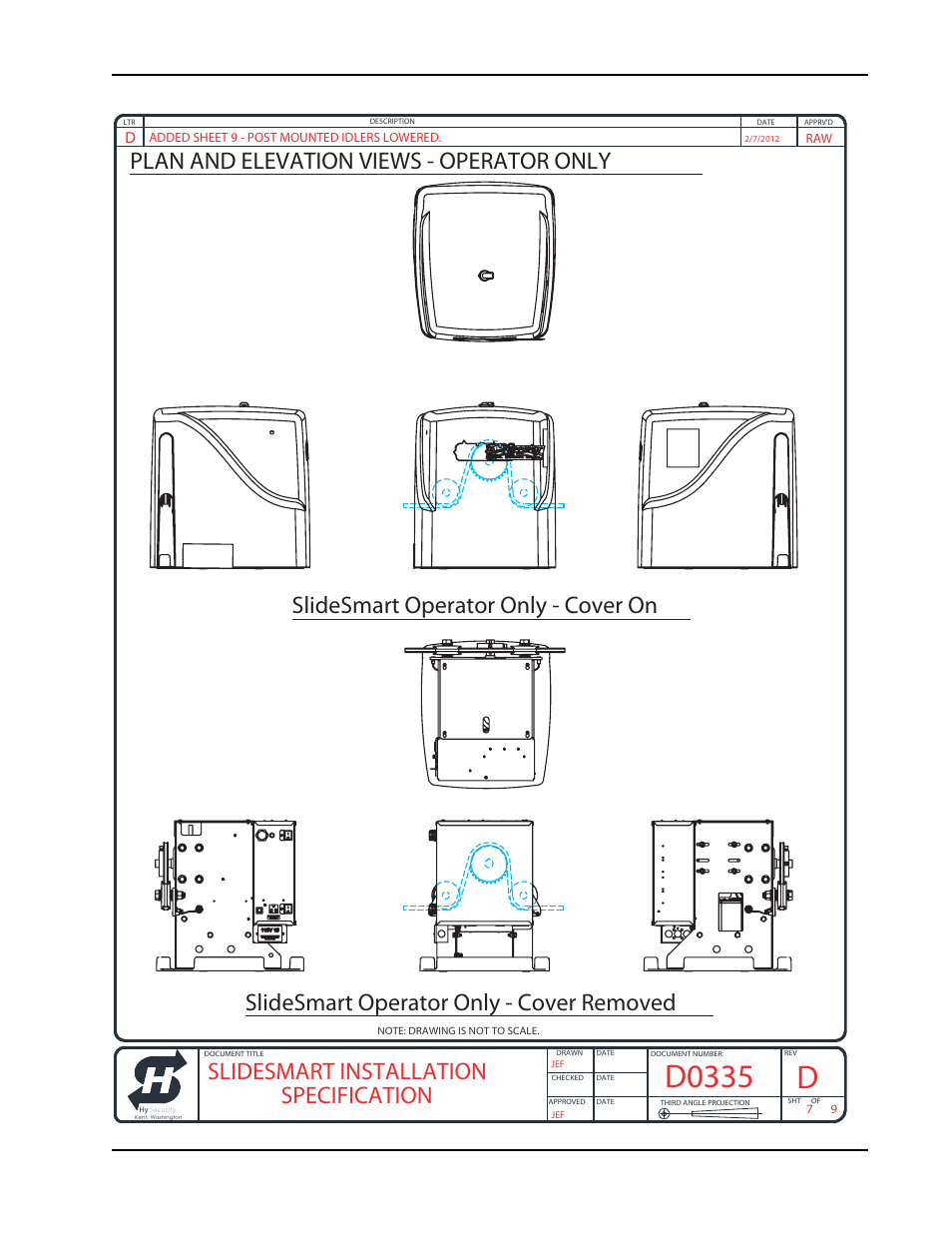 D0335, Slidesmart installation specification, Revision d installation configurations a-9 | Controlled Products Systems Group SLIDESMART DC 10F User Manual | Page 141 / 148