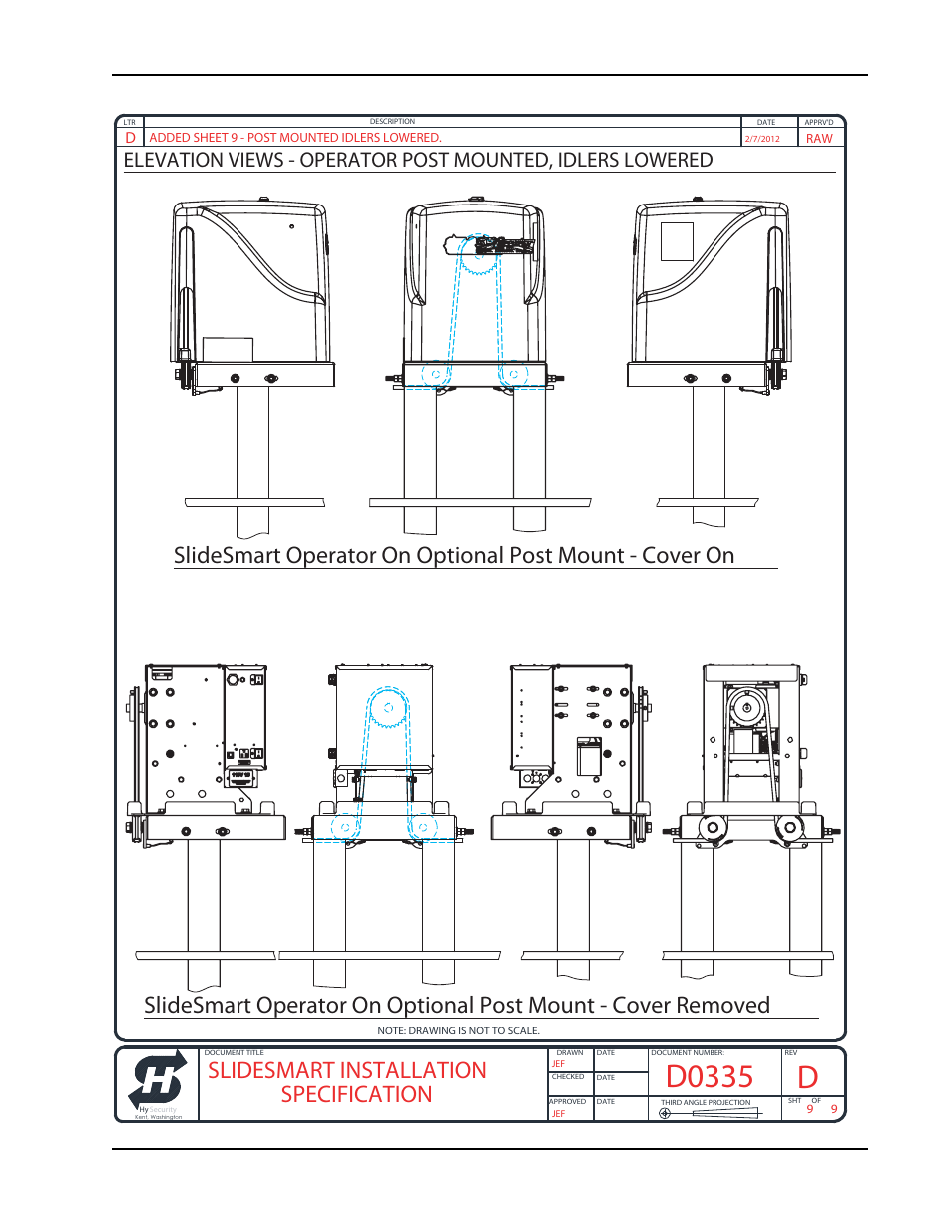 D0335, Slidesmart installation specification, Revision d installation configurations a-11 | Controlled Products Systems Group SLIDESMART DC 10F User Manual | Page 143 / 148