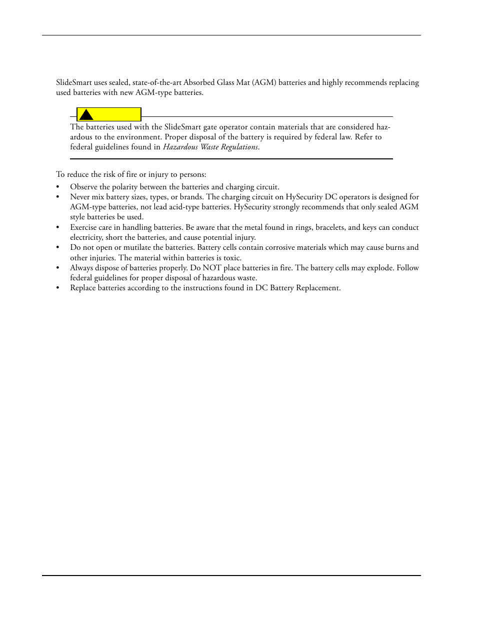 Hazardous materials and proper disposal | Controlled Products Systems Group SLIDESMART DC 10F User Manual | Page 16 / 148