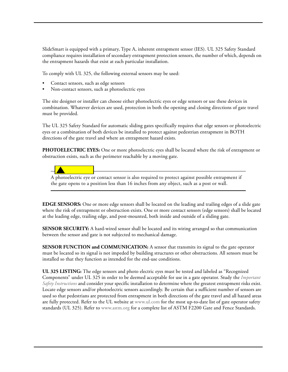Econdary, Ntrapment, Rotection | Ensors | Controlled Products Systems Group SLIDESMART DC 10F User Manual | Page 17 / 148