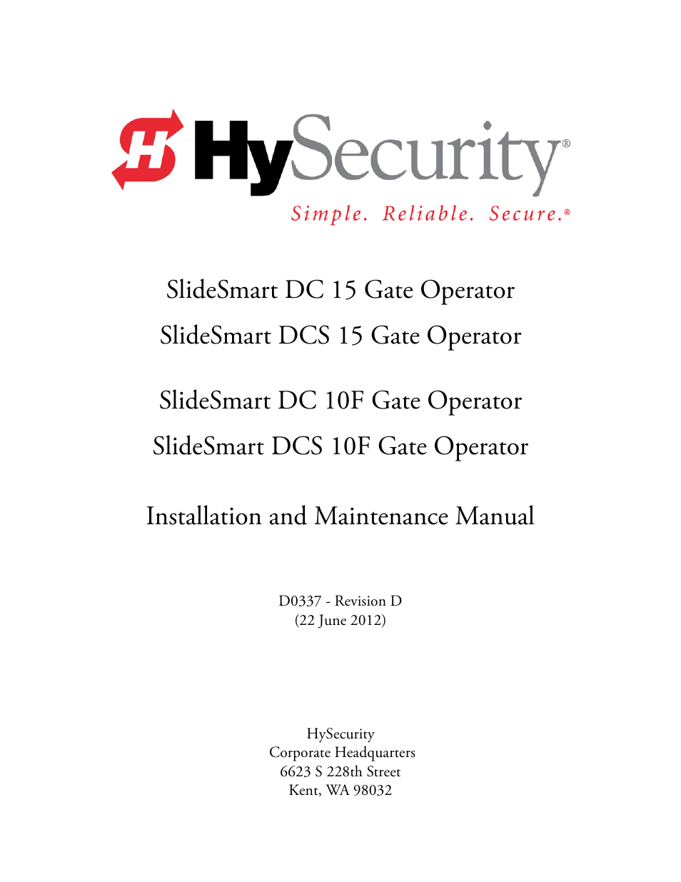 Controlled Products Systems Group SLIDESMART DC 10F User Manual | Page 3 / 148