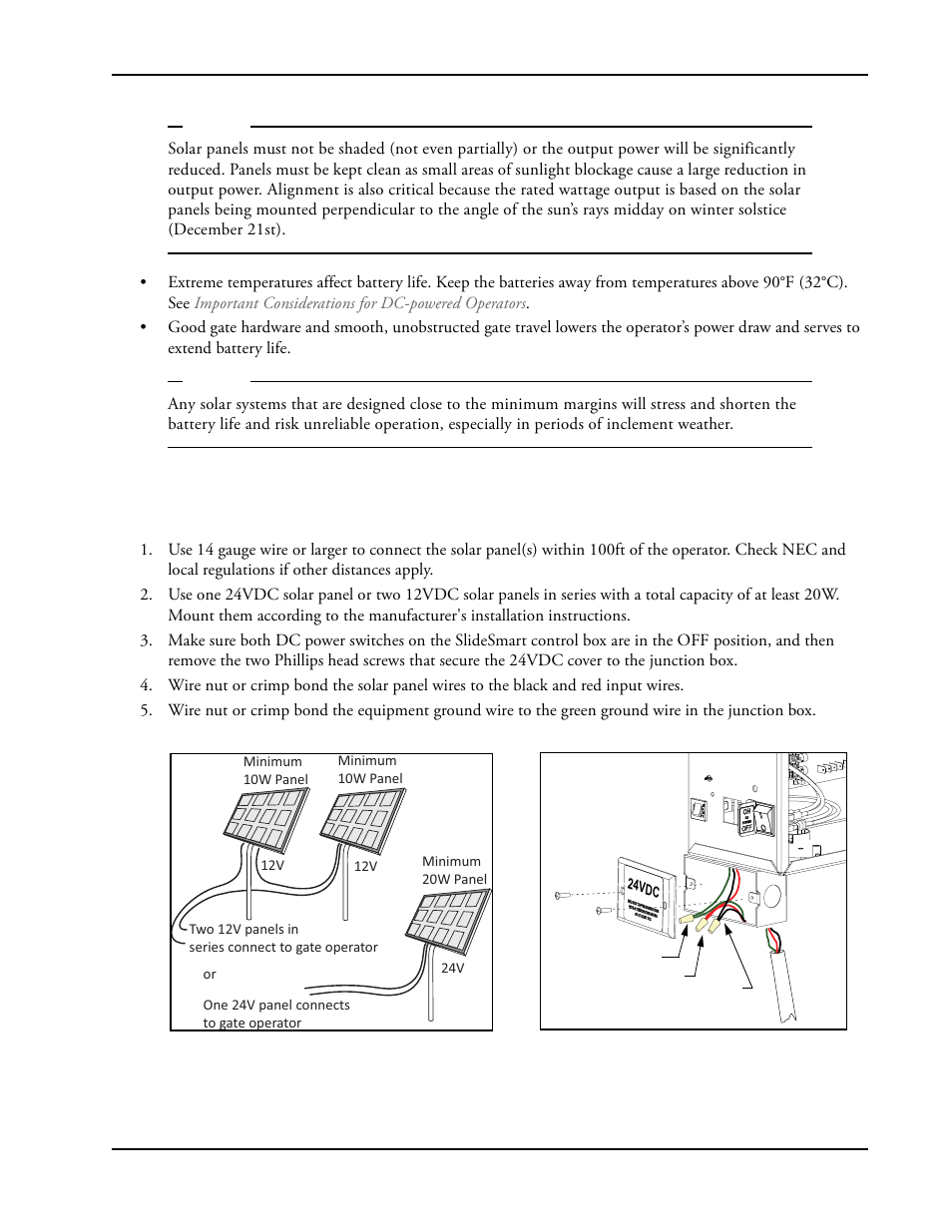 Connecting the slidesmart dcs to solar power -7, T). see figure 2-4, Connecting the slidesmart dcs to solar power | Controlled Products Systems Group SLIDESMART DC 10F User Manual | Page 45 / 148