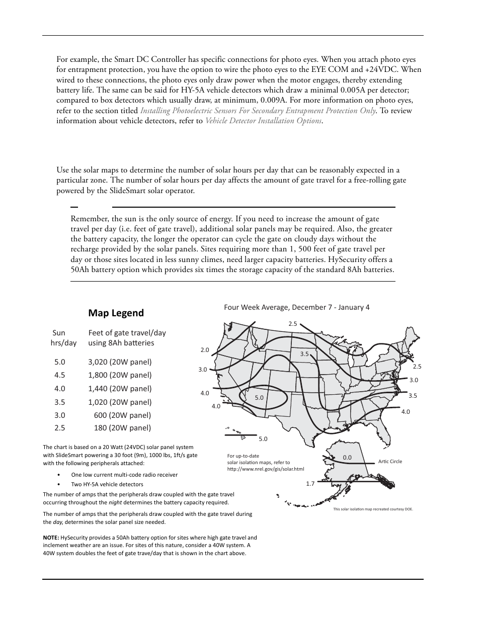 Te. see figure 2-7, Understanding gate activity based on solar zones, Map legend | Controlled Products Systems Group SLIDESMART DC 10F User Manual | Page 48 / 148