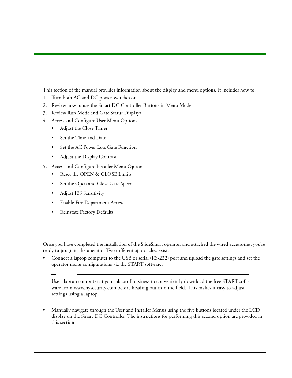 Chapter 3: display and menu options, Nitial, Etup | Display and menu options, Chapter 3 | Controlled Products Systems Group SLIDESMART DC 10F User Manual | Page 53 / 148