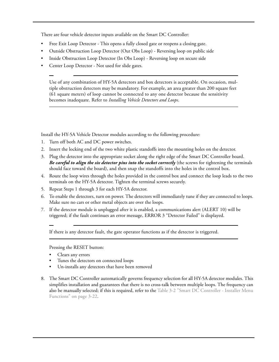 Connecting hy-5a vehicle detectors -5, Hy-5a v | Controlled Products Systems Group SLIDESMART DC 10F User Manual | Page 87 / 148
