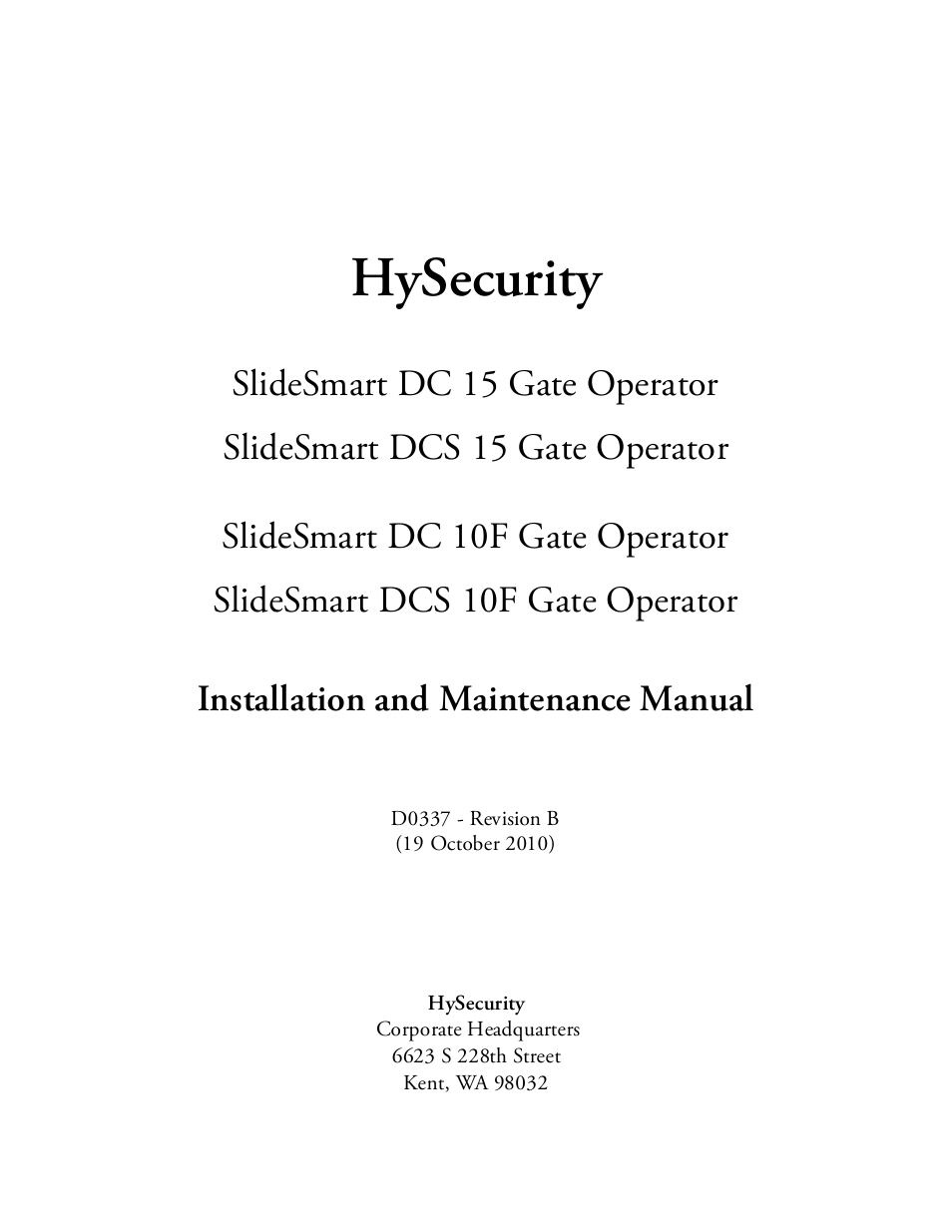 Controlled Products Systems Group SLIDESMART DCS 10F User Manual | 142 pages