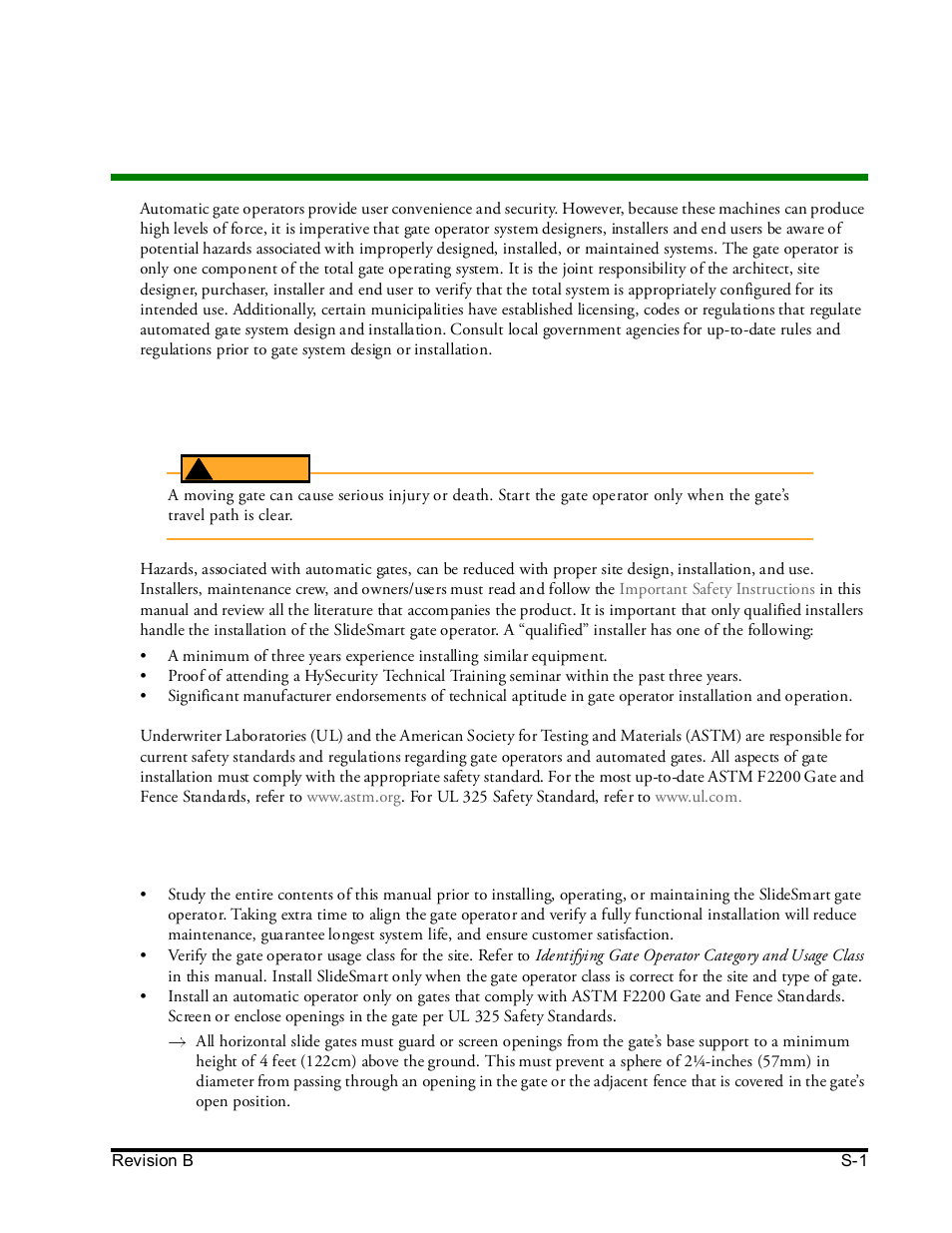 Safety requirements | Controlled Products Systems Group SLIDESMART DCS 10F User Manual | Page 13 / 142