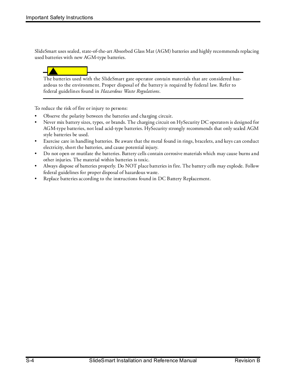 Hazardous materials and proper disposal | Controlled Products Systems Group SLIDESMART DCS 10F User Manual | Page 16 / 142