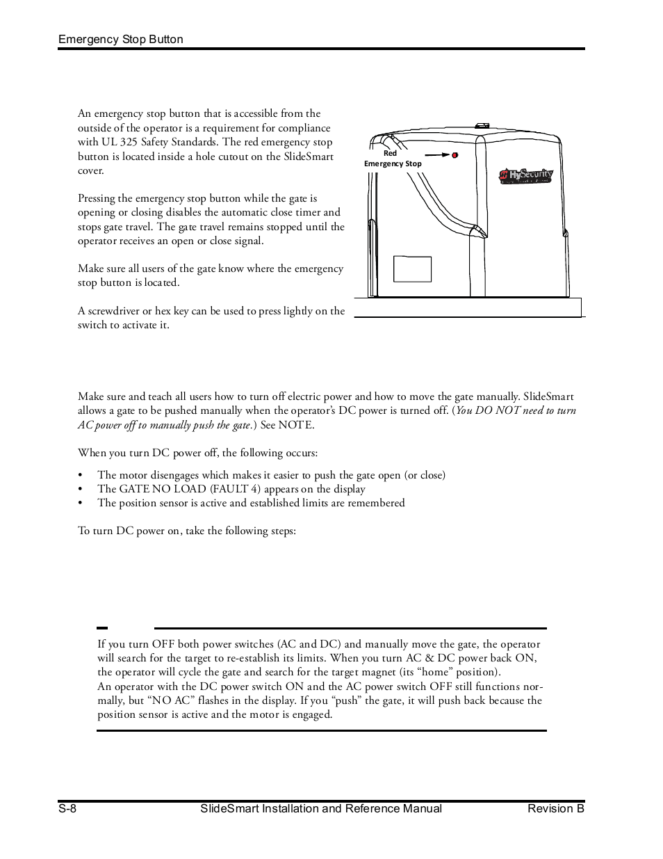 Mergency, Utton, Elease | Controlled Products Systems Group SLIDESMART DCS 10F User Manual | Page 20 / 142