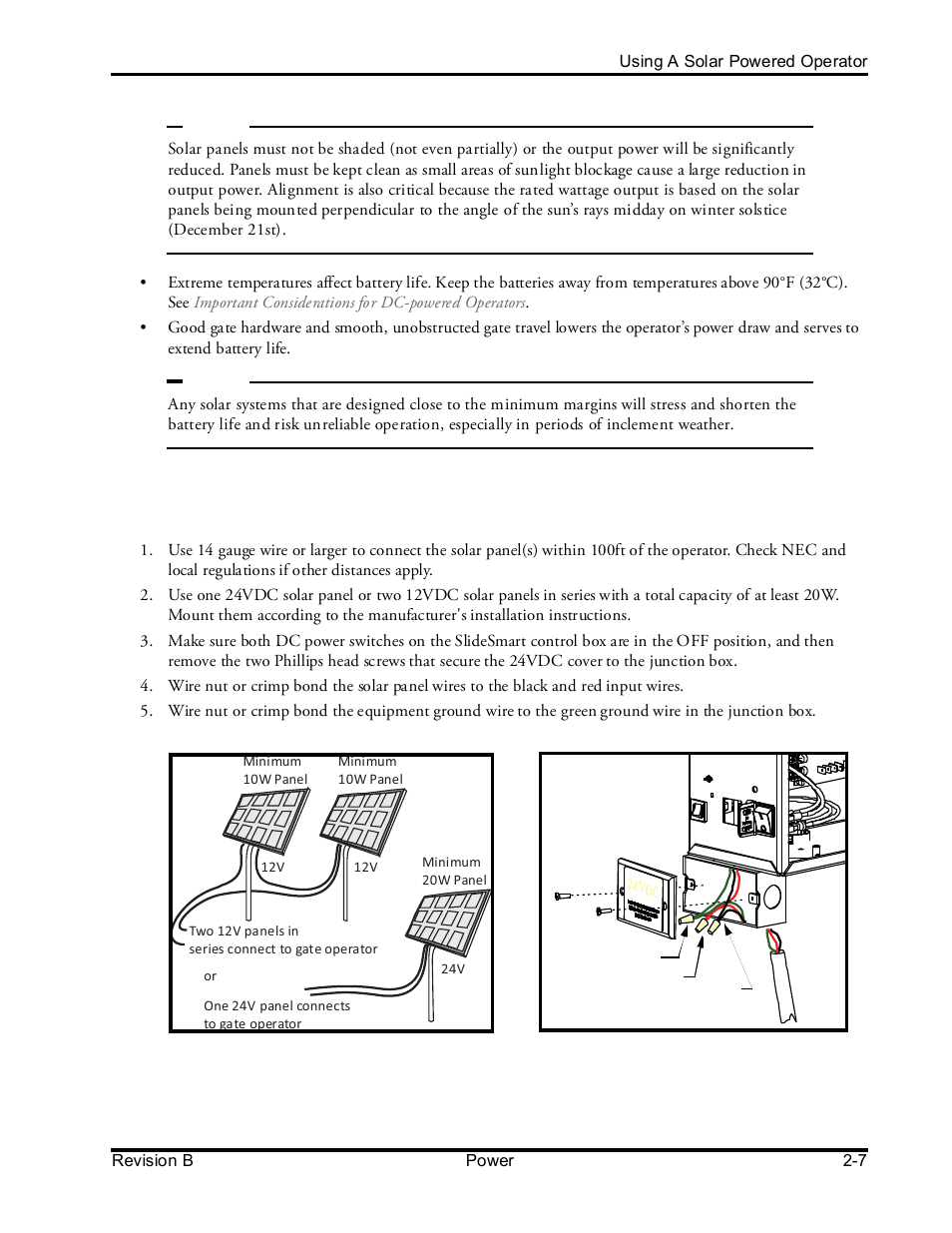Connecting the slidesmart dcs to solar power | Controlled Products Systems Group SLIDESMART DCS 10F User Manual | Page 45 / 142