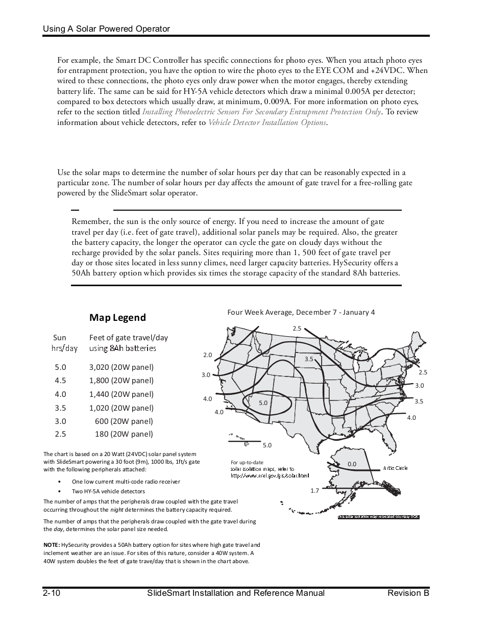 Understanding gate activity based on solar zones, Map legend | Controlled Products Systems Group SLIDESMART DCS 10F User Manual | Page 48 / 142