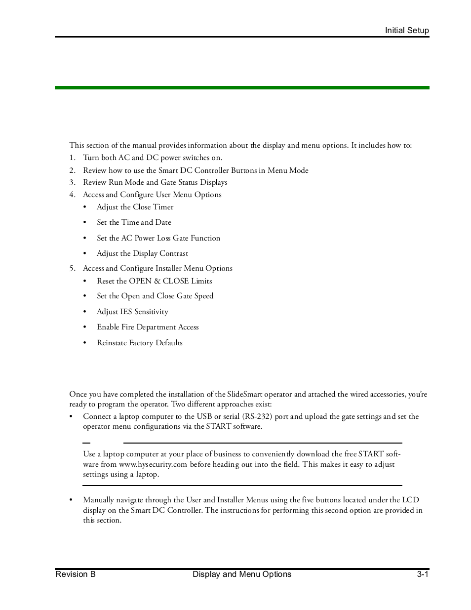 Display and menu options, Chapter 3 i | Controlled Products Systems Group SLIDESMART DCS 10F User Manual | Page 53 / 142