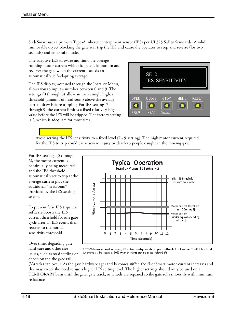 Adjusting the ies sensitivity | Controlled Products Systems Group SLIDESMART DCS 10F User Manual | Page 70 / 142