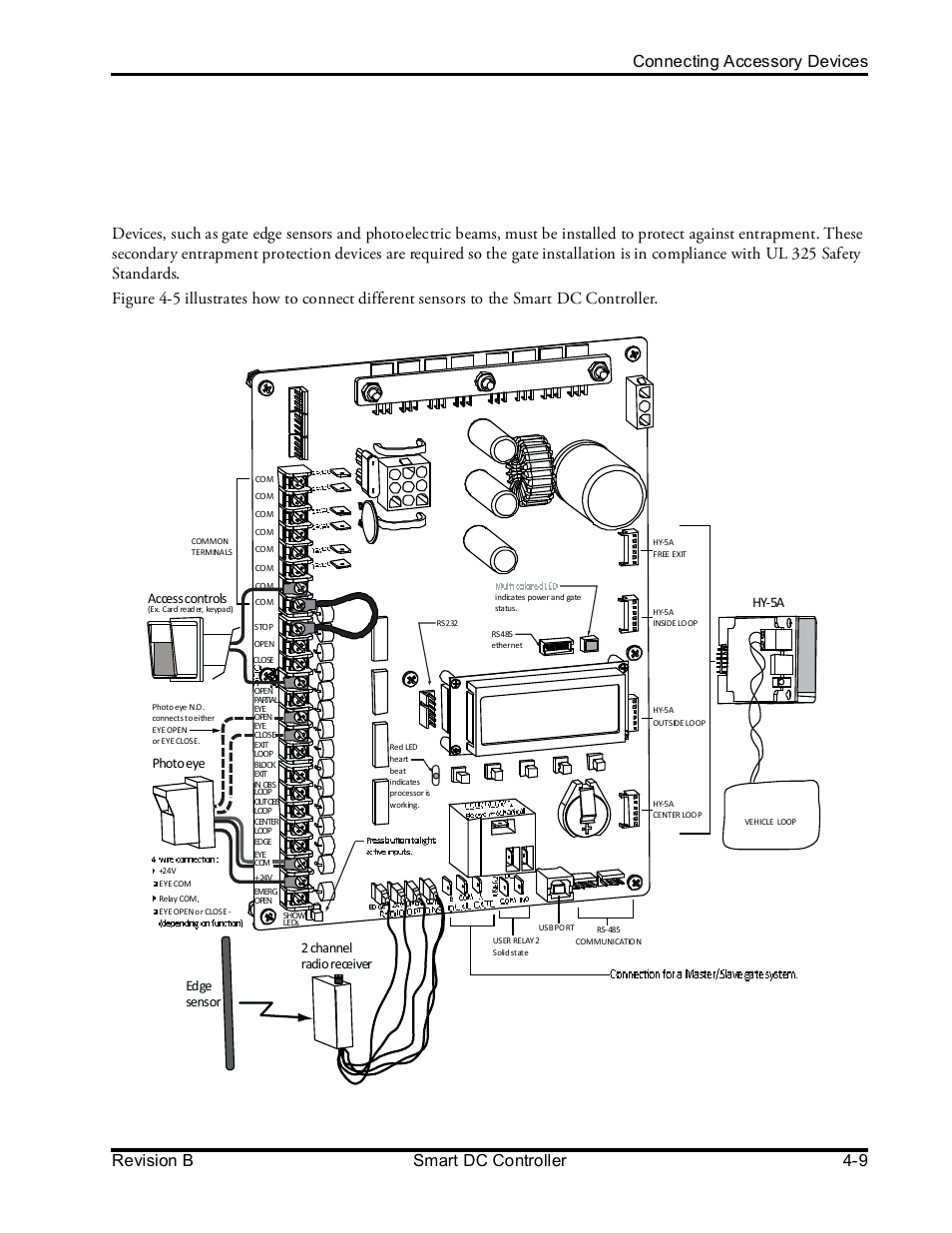 Entrapment sensor connections, Onnecting, Ccessory | Evices | Controlled Products Systems Group SLIDESMART DCS 10F User Manual | Page 91 / 142