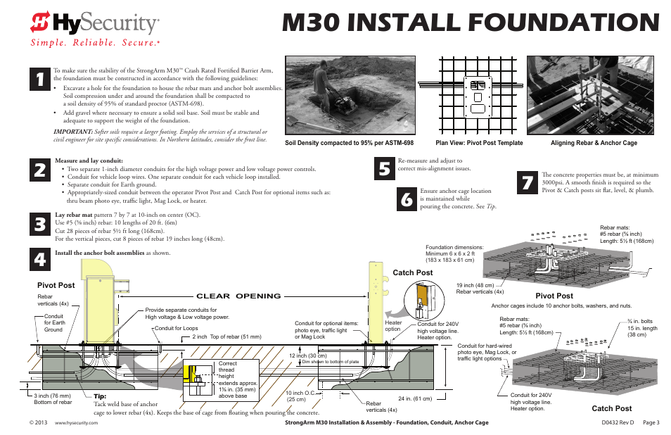 M30 assembly_pg3_revd, M30 install foundation | Controlled Products Systems Group STRONGARM M30 User Manual | Page 5 / 12
