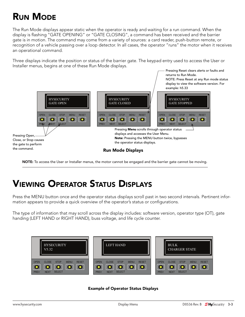 Iewing, Perator, Tatus | Isplays | Controlled Products Systems Group STRONGARMPARK DC 10 User Manual | Page 29 / 78