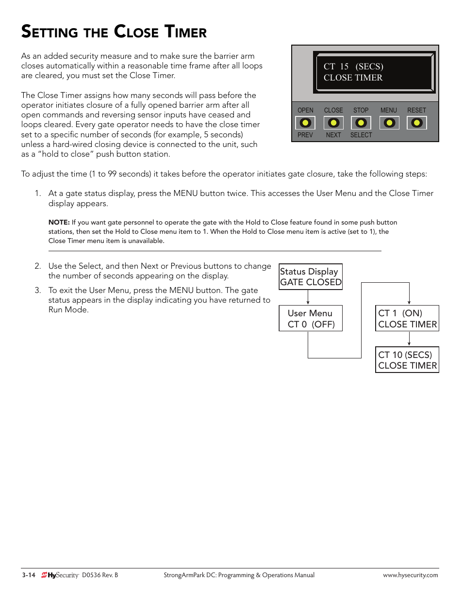 Etting, Lose, Imer | Controlled Products Systems Group STRONGARMPARK DC 10 User Manual | Page 40 / 78