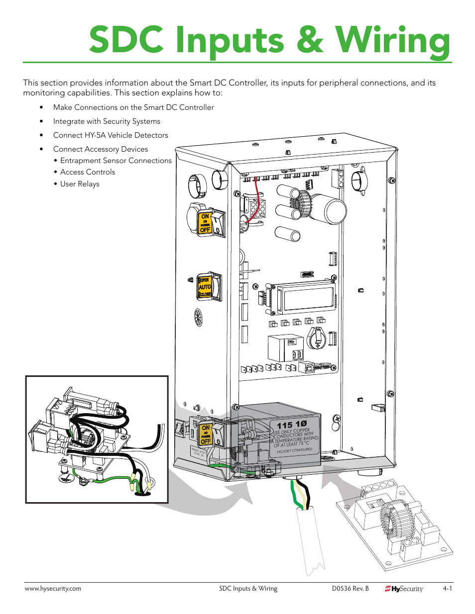Sdc inputs & wiring | Controlled Products Systems Group STRONGARMPARK DC 10 User Manual | Page 41 / 78