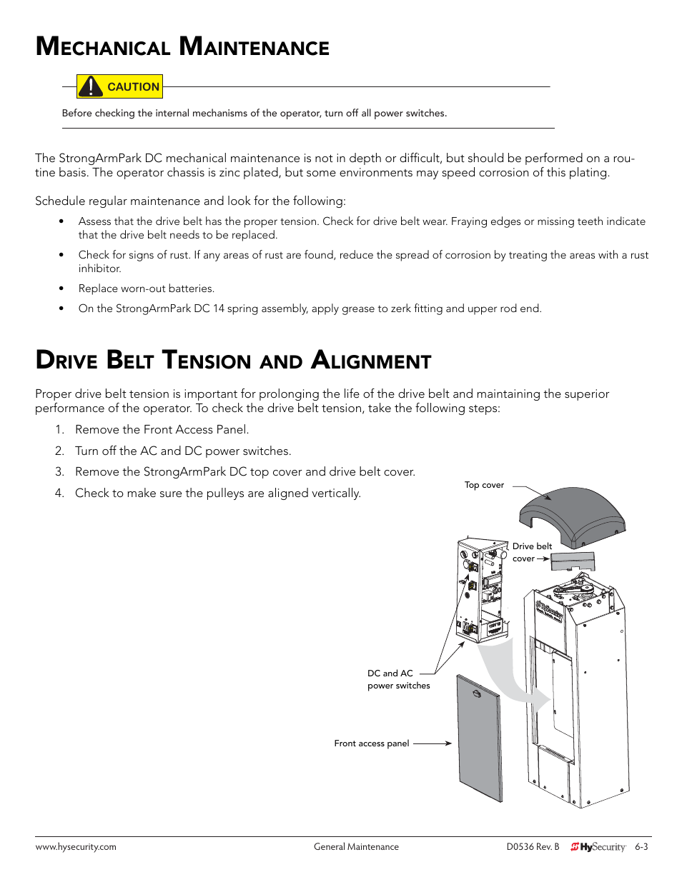 Echanical, Aintenance, Rive | Ension, Lignment | Controlled Products Systems Group STRONGARMPARK DC 10 User Manual | Page 69 / 78