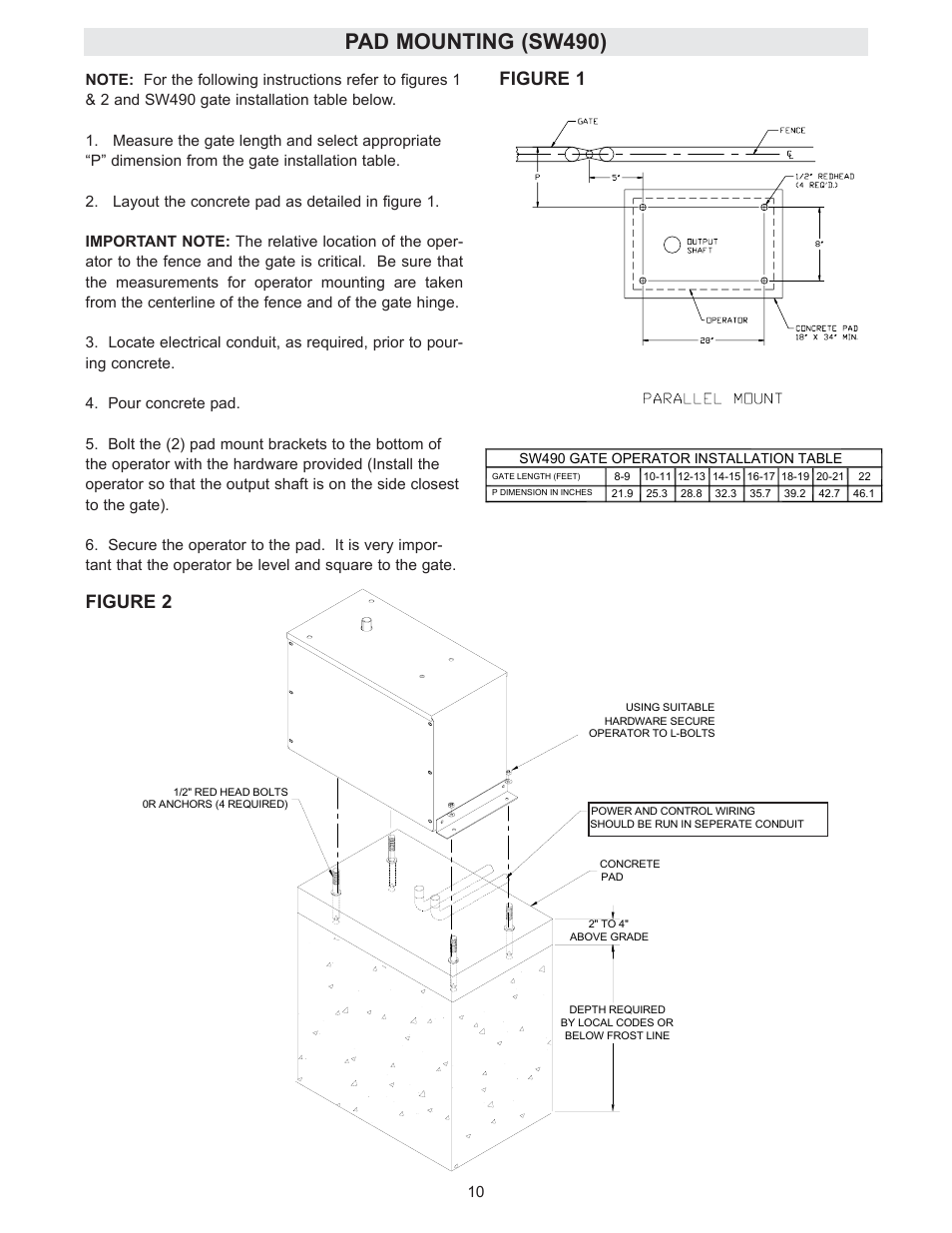 Pad mounting (sw490), Figure 2, Figure 1 figure 2 | Controlled Products Systems Group SW4705011G3 User Manual | Page 10 / 36