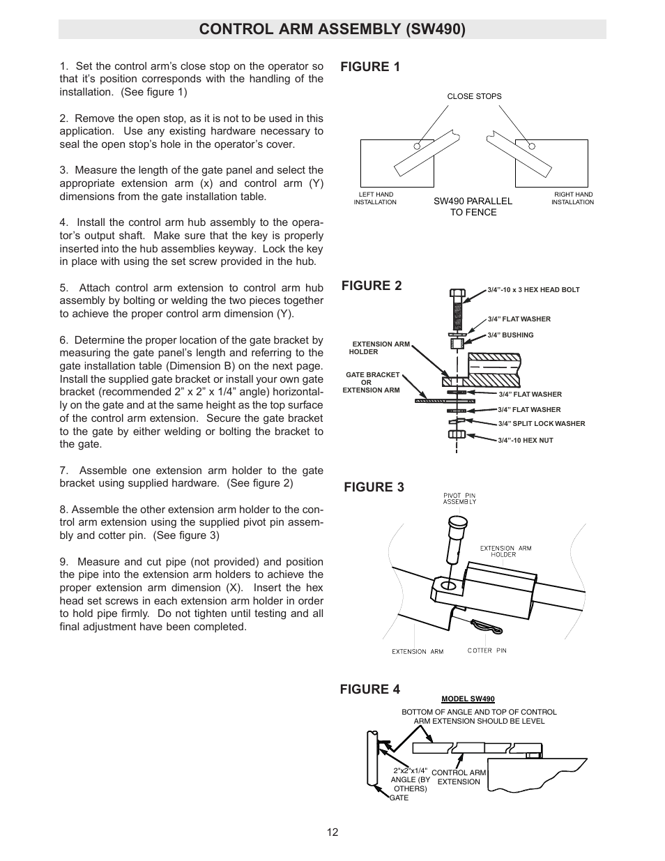 Control arm assembly (sw490), Figure 2, Figure 1 | Figure 3, Figure 4 | Controlled Products Systems Group SW4705011G3 User Manual | Page 12 / 36