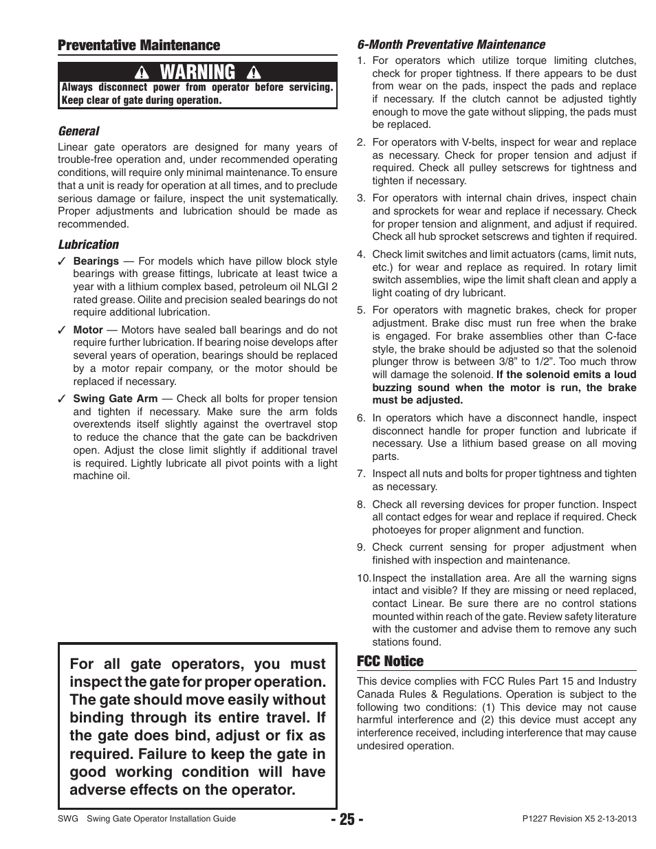 Warning, Preventative maintenance, Fcc notice | Controlled Products Systems Group SWG-111 User Manual | Page 27 / 34